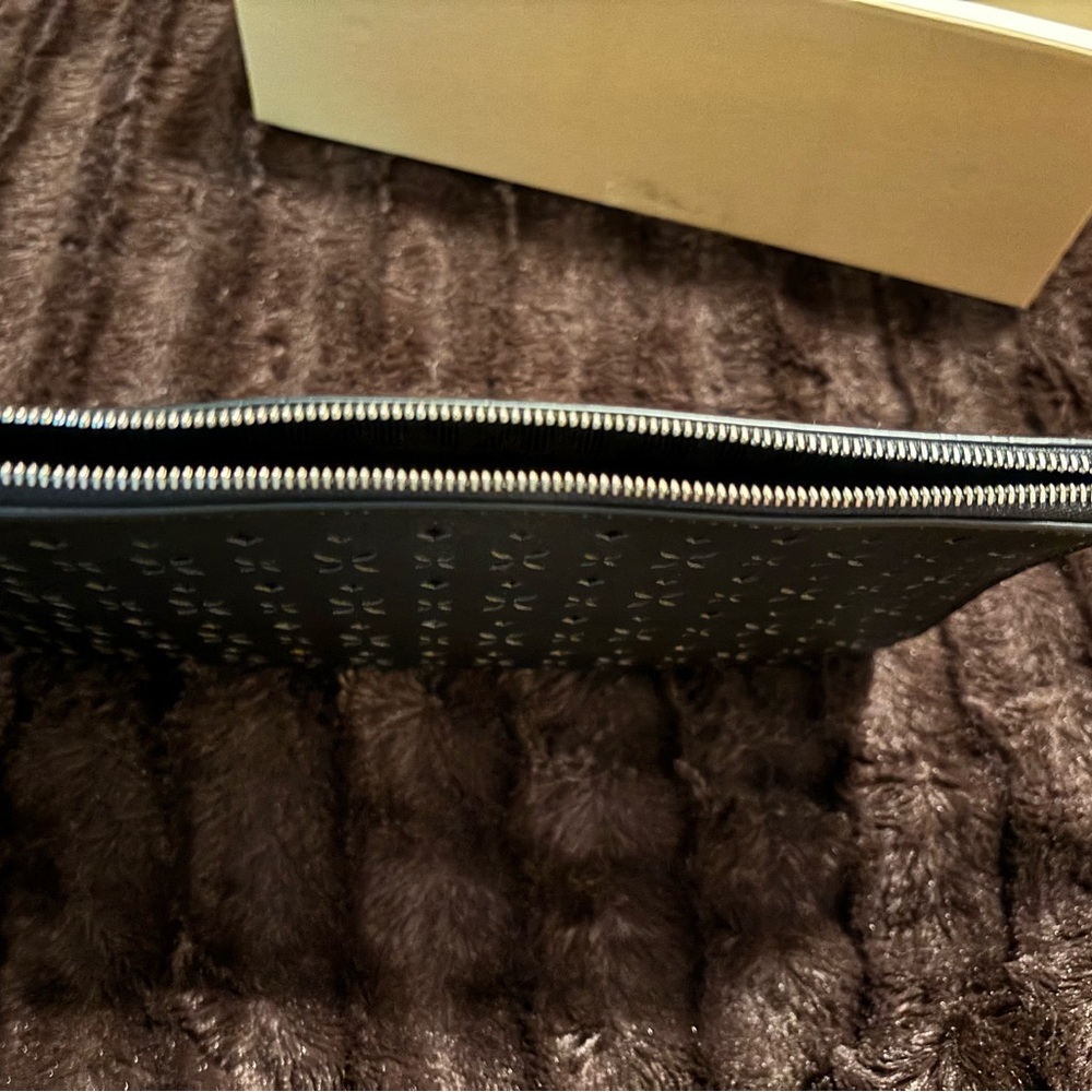 Michael Kors Women’s Floral Perforated Large Zip Clutch - Picture 7 of 13